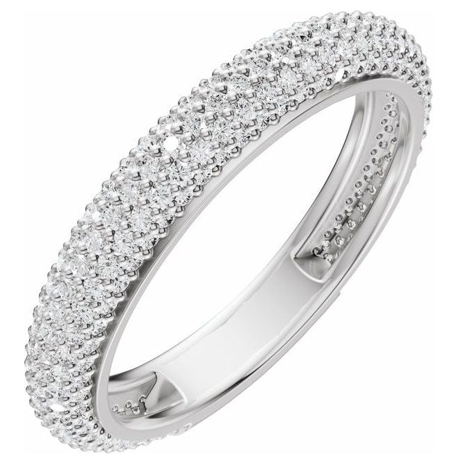 14K Yellow Gold Or Platinum Round .9 Mm Polished 9/10 Ctw Lab-Grown Diamond Anniversary Band