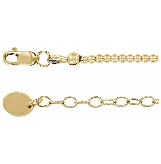 14K Yellow Gold-Filled Bead 16 In Lobster Clasp Polished Hollow Beaded Necklace