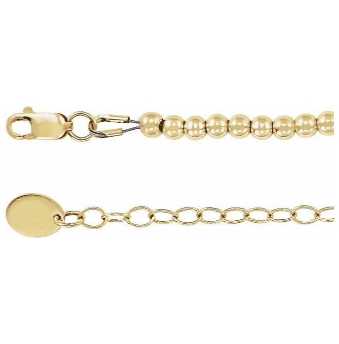 14K Yellow Gold-Filled Bead 16 In Lobster Clasp Polished Hollow Beaded Necklace