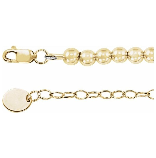 14K Yellow Gold-Filled Bead 16 In Lobster Clasp Polished Hollow Beaded Necklace