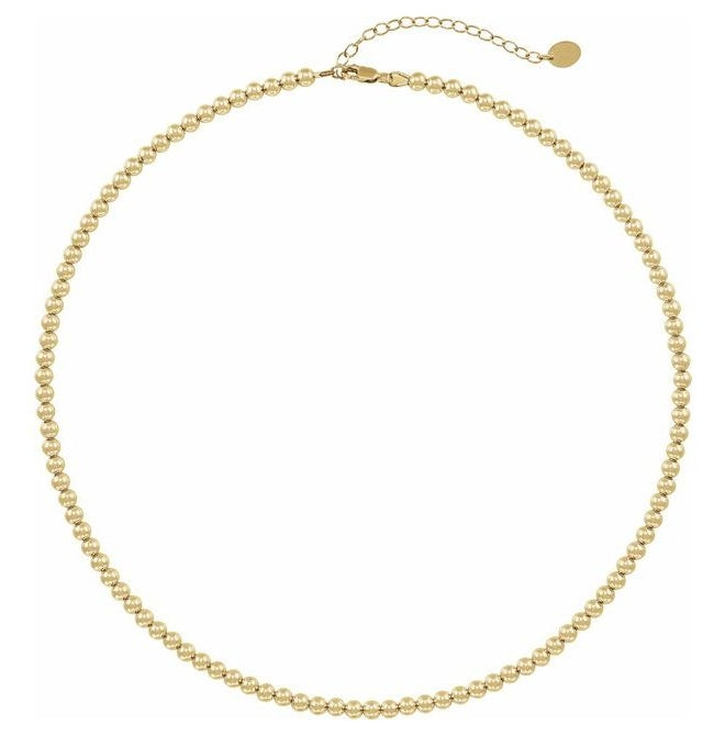 14K Yellow Gold-Filled Bead 16 In Lobster Clasp Polished Hollow Beaded Necklace