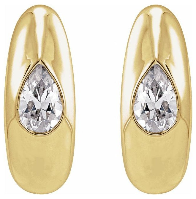 14K Yellow Or White Gold  Pear 11.3 Mm .033 In 4.3 X 2.8Mm Vs, F+ Pair Hinged Polished 1/3 Ctw Lab-Grown Diamond Hoop Earring