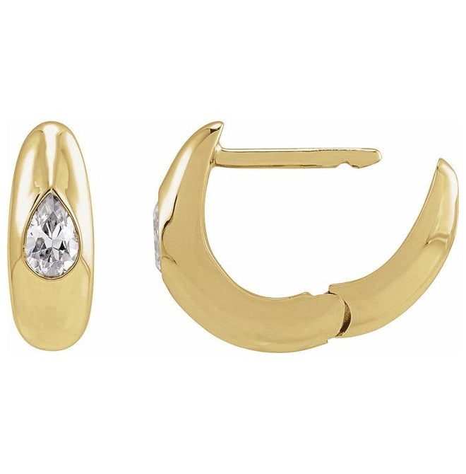 14K Yellow Or White Gold  Pear 11.3 Mm .033 In 4.3 X 2.8Mm Vs, F+ Pair Hinged Polished 1/3 Ctw Lab-Grown Diamond Hoop Earring
