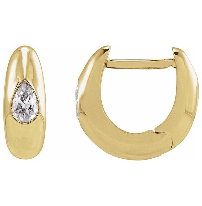 14K Yellow Or White Gold  Pear 11.3 Mm .033 In 4.3 X 2.8Mm Vs, F+ Pair Hinged Polished 1/3 Ctw Lab-Grown Diamond Hoop Earring