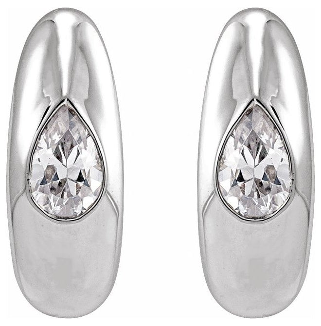 14K Yellow Or White Gold  Pear 11.3 Mm .033 In 4.3 X 2.8Mm Vs, F+ Pair Hinged Polished 1/3 Ctw Lab-Grown Diamond Hoop Earring