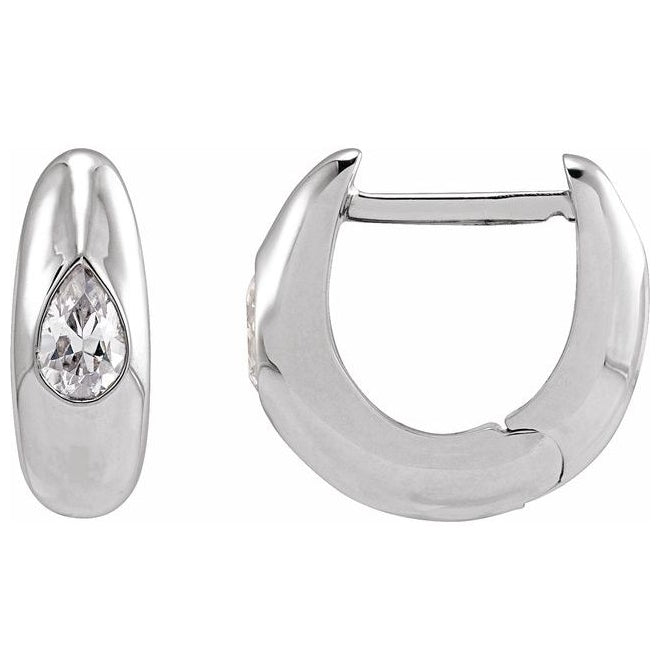 14K Yellow Or White Gold  Pear 11.3 Mm .033 In 4.3 X 2.8Mm Vs, F+ Pair Hinged Polished 1/3 Ctw Lab-Grown Diamond Hoop Earring