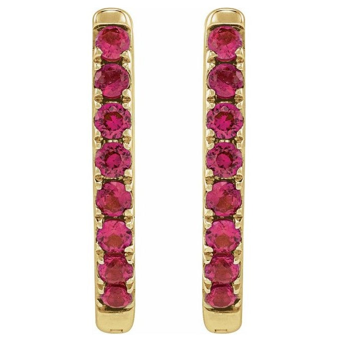 14K Yellow Or White Gold Round 12.95 Mm .033 In 1.3 Mm Pair Hinged Polished Lab-Grown Gem Hoop Earring