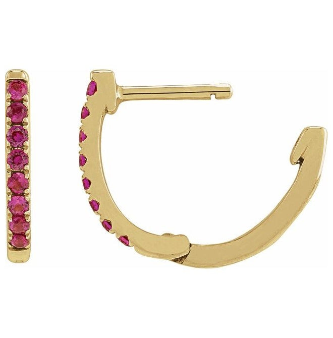 14K Yellow Or White Gold Round 12.95 Mm .033 In 1.3 Mm Pair Hinged Polished Lab-Grown Gem Hoop Earring