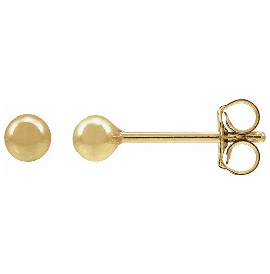 14K Yellow Gold-Filled 3 Mm Pair Friction Back Polished Ball Stud Earring