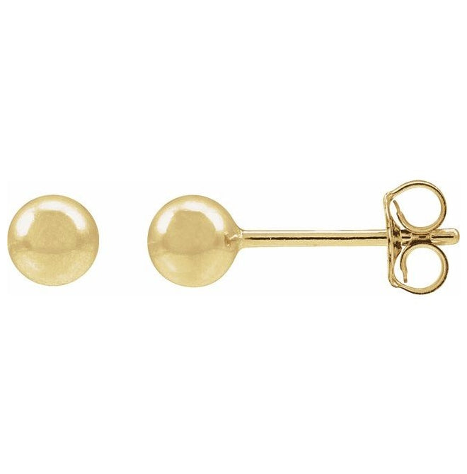 14K Yellow Gold-Filled 3 Mm Pair Friction Back Polished Ball Stud Earring