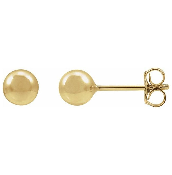 14K Yellow Gold-Filled 3 Mm Pair Friction Back Polished Ball Stud Earring