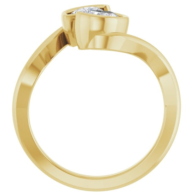 14K Yellow Gold Pear 9 X 5.5 Mm Vs, F Polished 1 1/2 Ctw Lab-Grown Diamond Engagement Ring Size 7