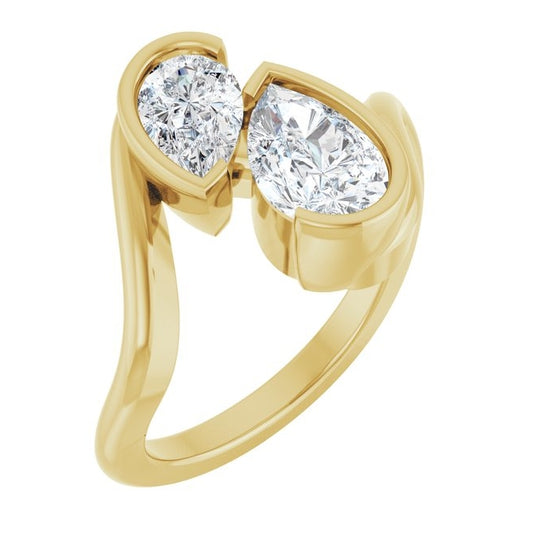 14K Yellow Gold Pear 9 X 5.5 Mm Vs, F Polished 1 1/2 Ctw Lab-Grown Diamond Engagement Ring Size 7