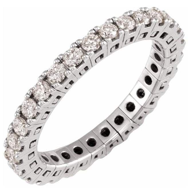 14K Yellow Or White Gold  Round  2.25 Mm Vs, G-H  Polished 1 Ctw Lab-Grown Diamond Flexible Eternity Band