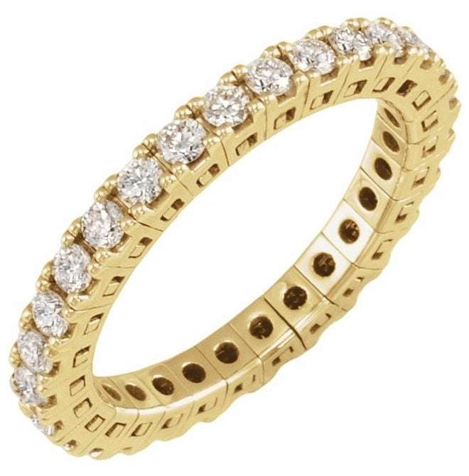 14K Yellow Or White Gold  Round  2.25 Mm Vs, G-H  Polished 1 Ctw Lab-Grown Diamond Flexible Eternity Band