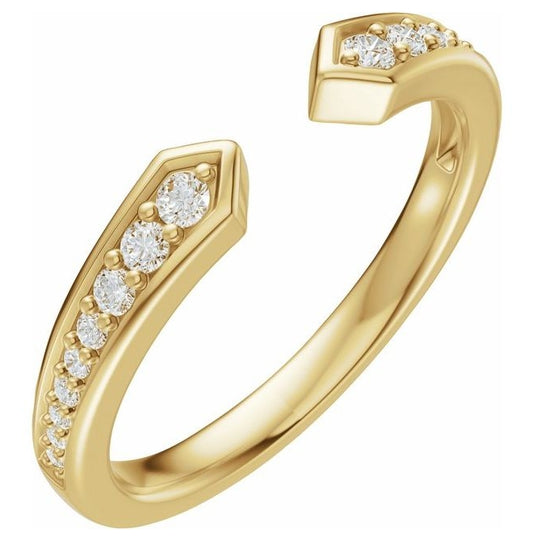 14K Yellow Or White Gold  Round  1.7 Mm Vs, F+  Polished 1/5 Ctw Lab-Grown Diamond Open Band