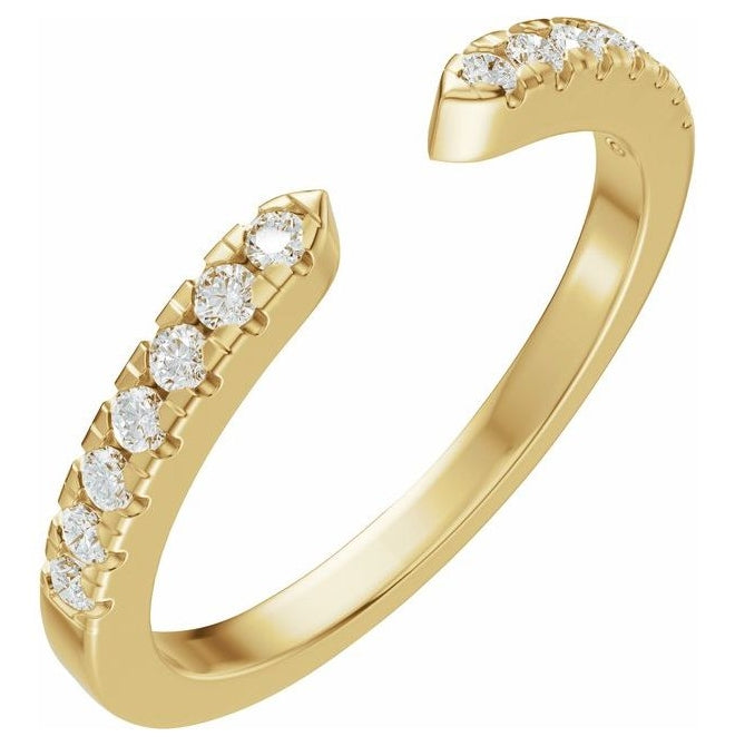 14K Yellow Or White Gold Round Vs, F+ Polished 1/6 Ctw Lab-Grown Diamond Open Band