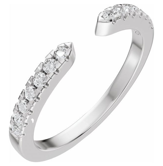 14K Yellow Or White Gold Round Vs, F+ Polished 1/6 Ctw Lab-Grown Diamond Open Band
