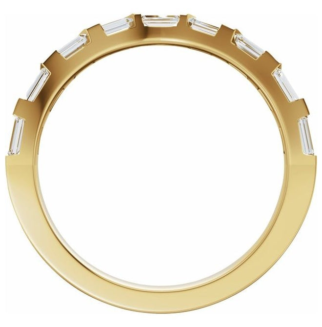 14K Yellow Or White Gold Straight Baguette 3 X 1.5 Mm Vs, F+  Polished 3/8 Ctw Lab-Grown Diamond Contour Band