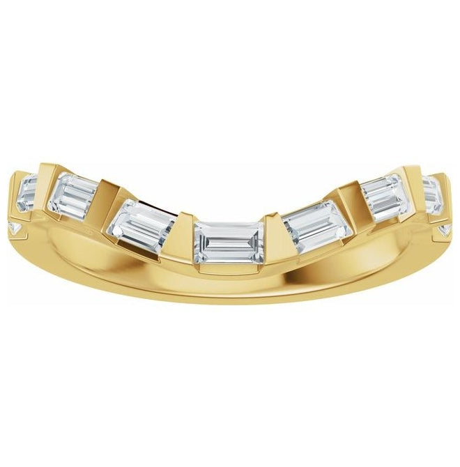 14K Yellow Or White Gold Or Platinum Straight Baguette 3 X 1.5 Mm Si, G-H  Polished 3/8 Ctw Natural Diamond Contour Band