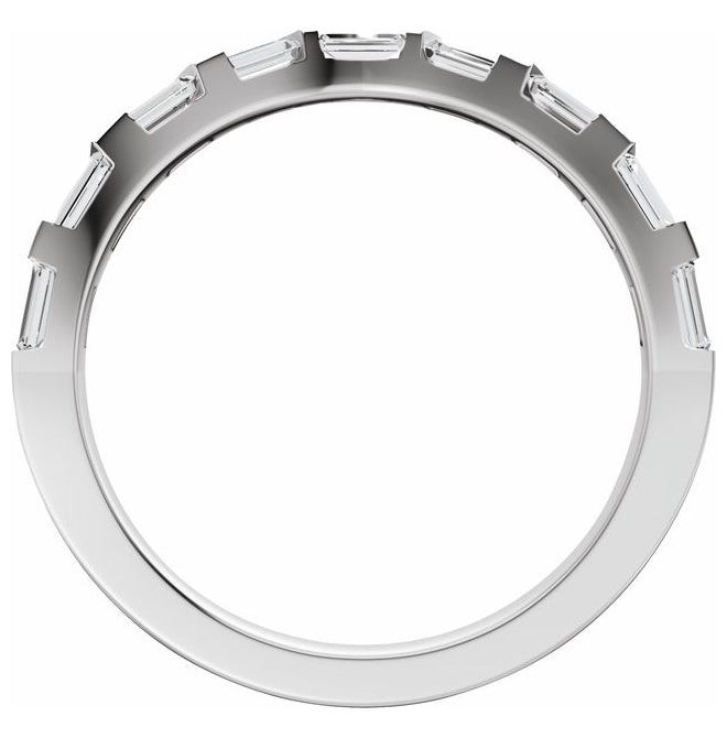 14K Yellow Or White Gold Straight Baguette 3 X 1.5 Mm Vs, F+  Polished 3/8 Ctw Lab-Grown Diamond Contour Band