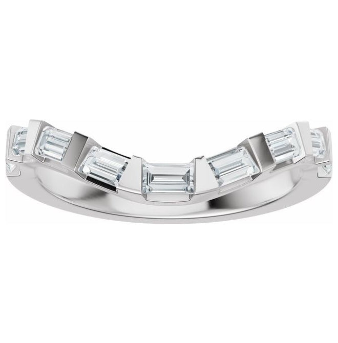 14K Yellow Or White Gold Straight Baguette 3 X 1.5 Mm Vs, F+  Polished 3/8 Ctw Lab-Grown Diamond Contour Band