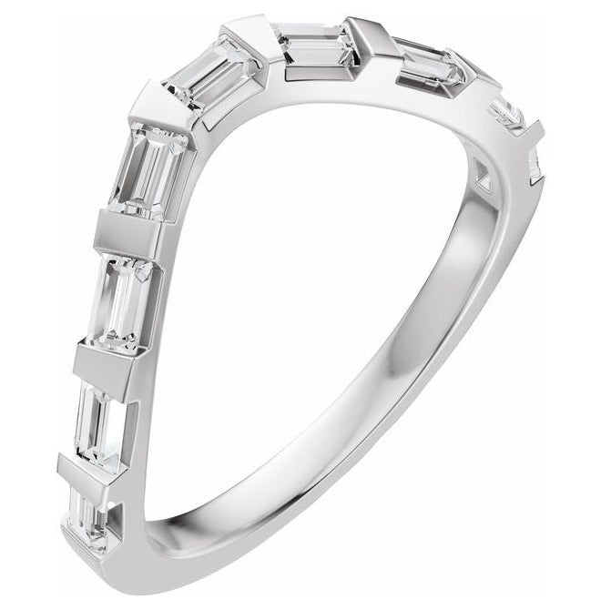 14K Yellow Or White Gold Straight Baguette 3 X 1.5 Mm Vs, F+  Polished 3/8 Ctw Lab-Grown Diamond Contour Band