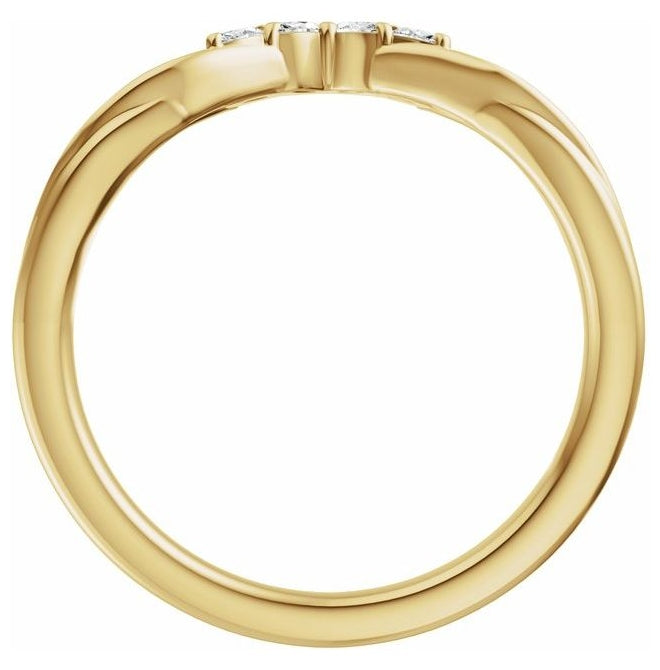 14K Yellow Gold Marquise 3 X 1.5 Mm Polished 1/8 Ctw Natural Diamond Contour Band Size 7
