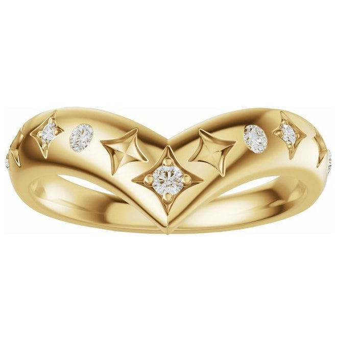 14K Yellow Or White Gold Round 1.7 Mm Polished 1/8 Ctw Lab-Grown Diamond Contour Band