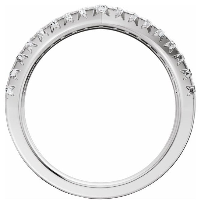 14K White Gold Round 1.7 Mm Polished 1/3 Ctw Natural Diamond Contour Band Size 7