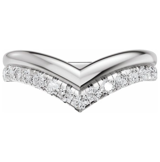 14K White Gold Round 1.7 Mm Polished 1/3 Ctw Natural Diamond Contour Band Size 7