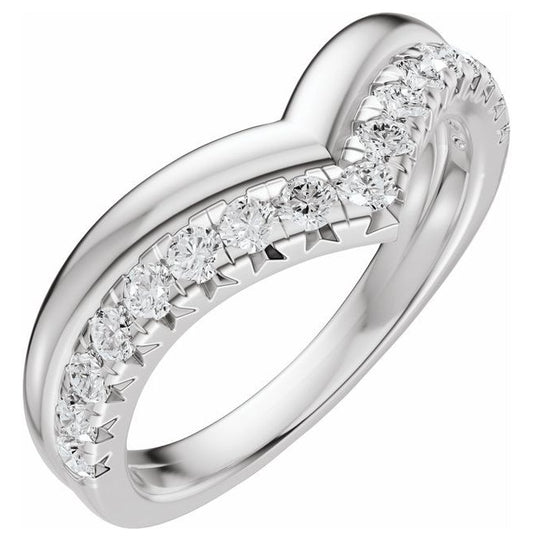 14K White Gold Round 1.7 Mm Polished 1/3 Ctw Lab-Grown Diamond Contour Band Size 7