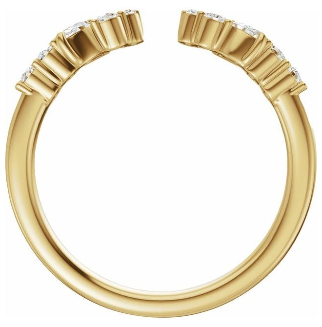 14K Yellow Gold  Marquise  3.8 X 1.9 Mm Si, G-H  Polished 1/4 Ctw Natural Diamond Open Band Size 7