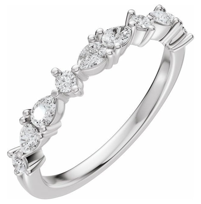 14K Yellow Or White Gold Pear 3 X 2 Mm Polished 1/2 Ctw Lab-Grown Diamond Anniversary Band