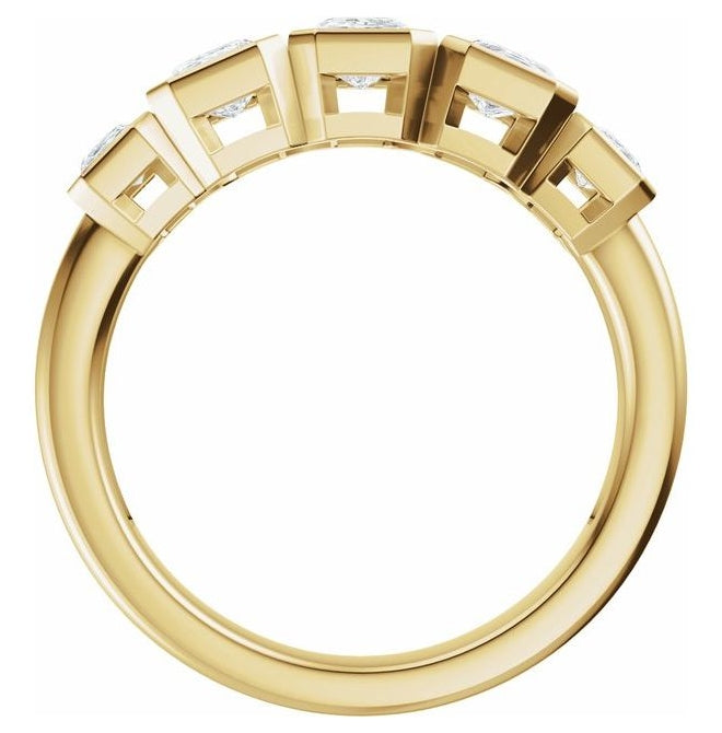 14K Yellow Or White Gold Emerald 4.5 X 3.3 Mm Polished 1 1/3 Ctw Lab-Grown Diamond Anniversary Band