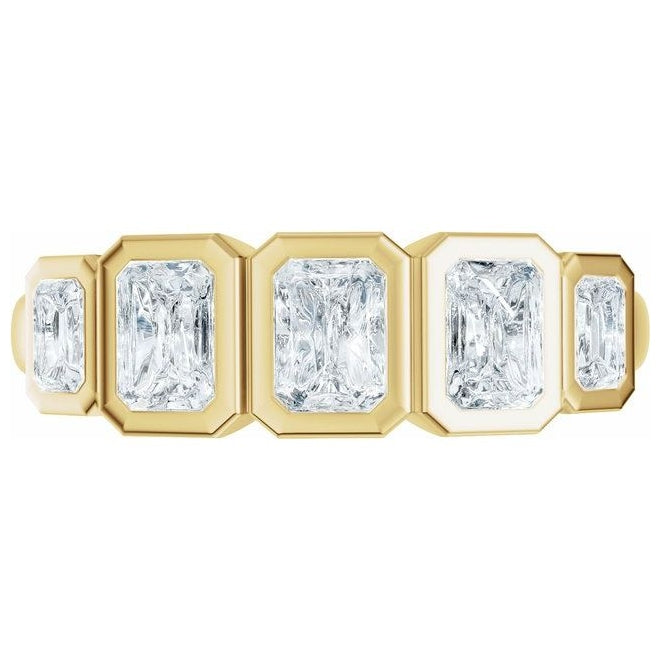 14K Yellow Or White Gold Emerald 4.5 X 3.3 Mm Polished 1 1/3 Ctw Lab-Grown Diamond Anniversary Band