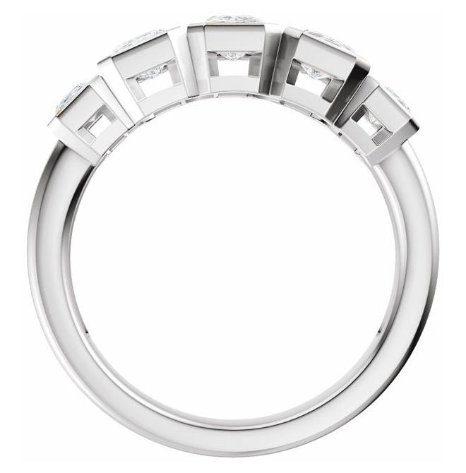14K Yellow Or White Gold Emerald 4.5 X 3.3 Mm Polished 1 1/3 Ctw Lab-Grown Diamond Anniversary Band