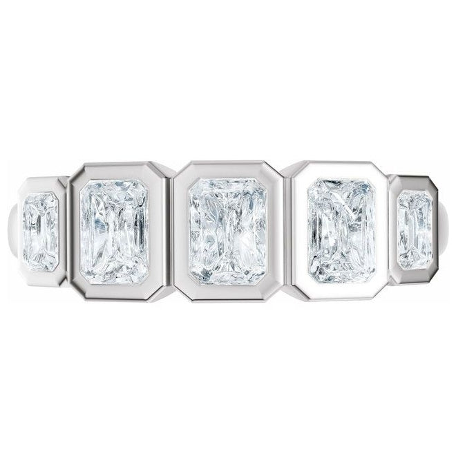 14K Yellow Or White Gold Emerald 4.5 X 3.3 Mm Polished 1 1/3 Ctw Lab-Grown Diamond Anniversary Band