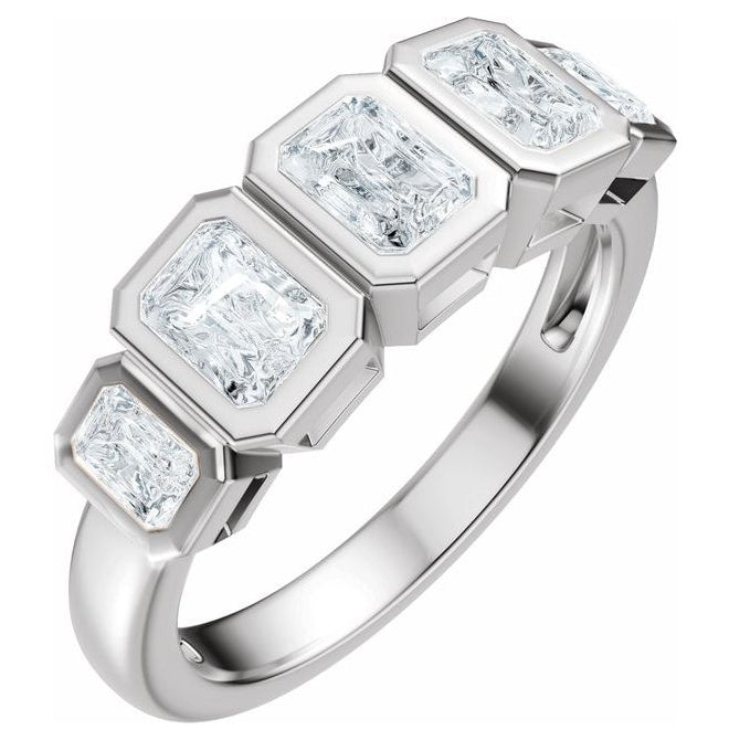 14K Yellow Or White Gold Emerald 4.5 X 3.3 Mm Polished 1 1/3 Ctw Lab-Grown Diamond Anniversary Band
