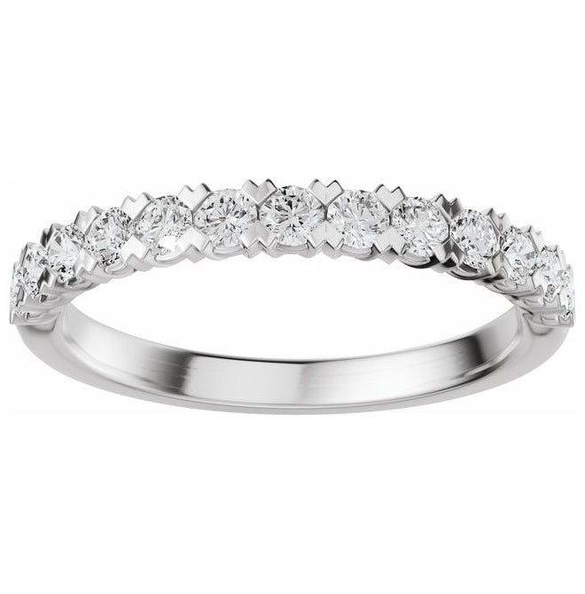 14K Yellow Or White Gold Round 2 Mm Polished 1/2 Ctw Lab-Grown Diamond Low Profile Anniversary Band Size 7