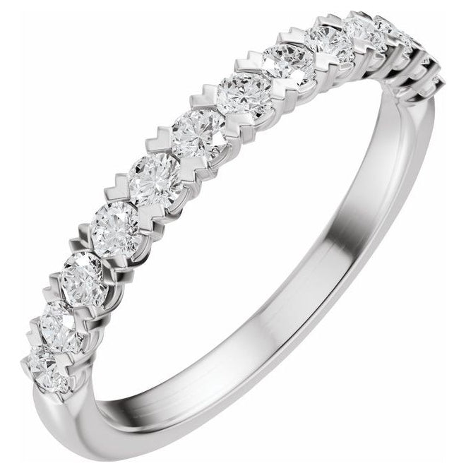 14K Yellow Or White Gold Round 2 Mm Polished 1/2 Ctw Lab-Grown Diamond Low Profile Anniversary Band Size 7