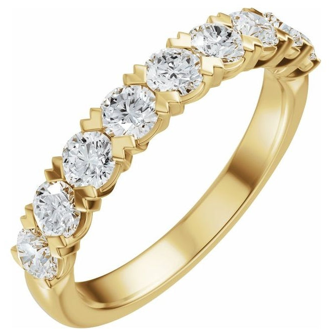 14K Yellow Or White Gold Round 3 Mm Polished 9/10 Ctw Lab-Grown Diamond Low Profile Anniversary Band Size 7