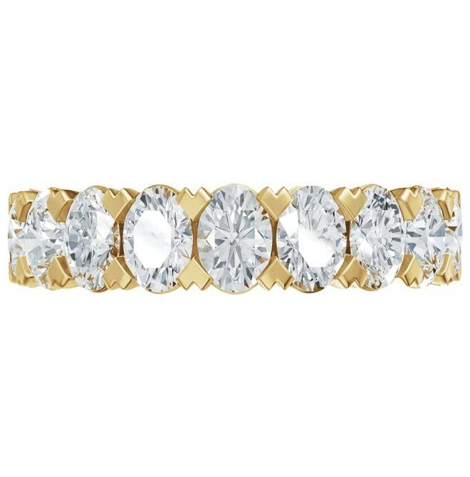 14K Yellow Or White Gold Oval 5 X 3.5 Mm Polished 2 1/3 Ctw Lab-Grown Diamond Low Profile Anniversary Band Size 7