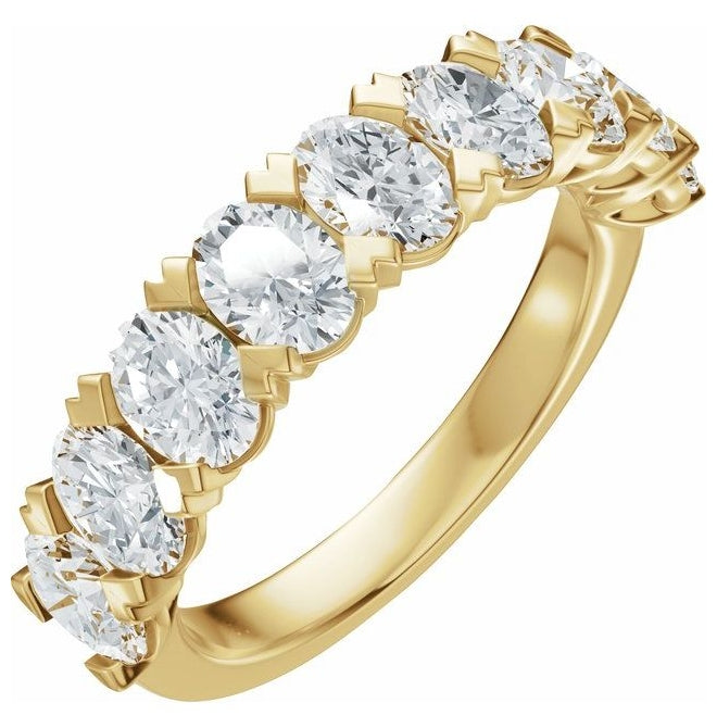 14K Yellow Or White Gold Oval 5 X 3.5 Mm Polished 2 1/3 Ctw Lab-Grown Diamond Low Profile Anniversary Band Size 7
