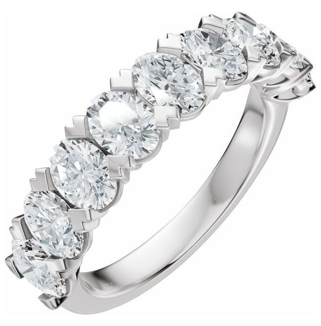 14K Yellow Or White Gold Oval 5 X 3.5 Mm Polished 2 1/3 Ctw Lab-Grown Diamond Low Profile Anniversary Band Size 7