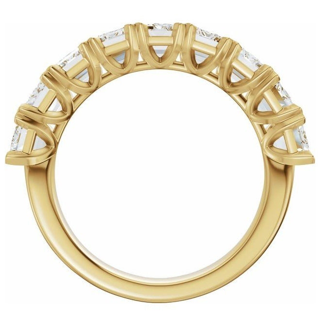 14K Yellow Or White Gold Emerald 5 X 3.5 Mm Polished 3 5/8 Ctw Lab-Grown Diamond Low Profile Anniversary Band Size 7
