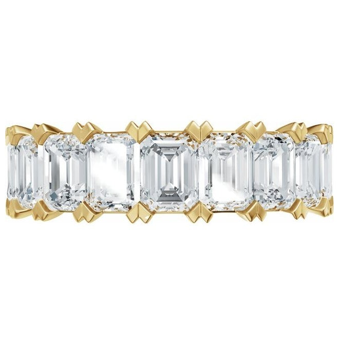 14K Yellow Or White Gold Emerald 5 X 3.5 Mm Polished 3 5/8 Ctw Lab-Grown Diamond Low Profile Anniversary Band Size 7