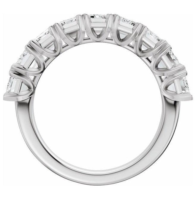 14K Yellow Or White Gold Emerald 5 X 3.5 Mm Polished 3 5/8 Ctw Lab-Grown Diamond Low Profile Anniversary Band Size 7