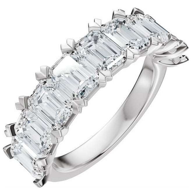 14K Yellow Or White Gold Emerald 5 X 3.5 Mm Polished 3 5/8 Ctw Lab-Grown Diamond Low Profile Anniversary Band Size 7