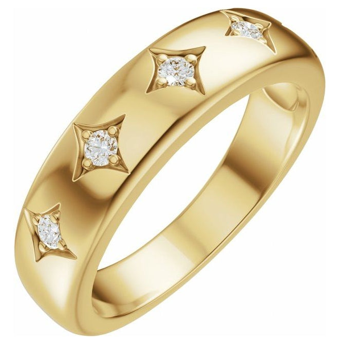 14K Yellow Or White Gold Round 1.7 Mm Polished 1/10 Ctw Lab Grown Diamond Anniversary Band